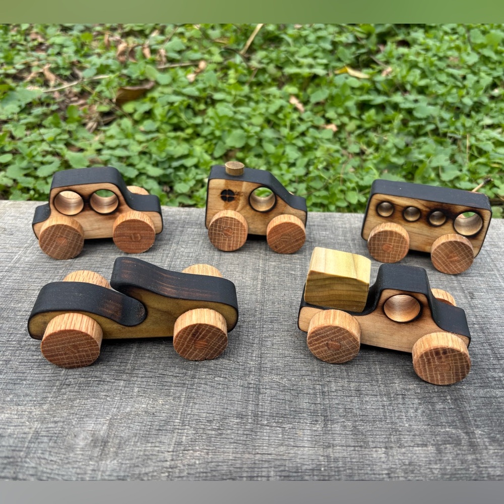 Small Handmade Wooden Toy Car Set